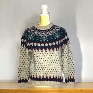 Vintage 90s Woolrich Wool Blend Sweater Woman’s Sz M Icelandic Nordic Fair Isle